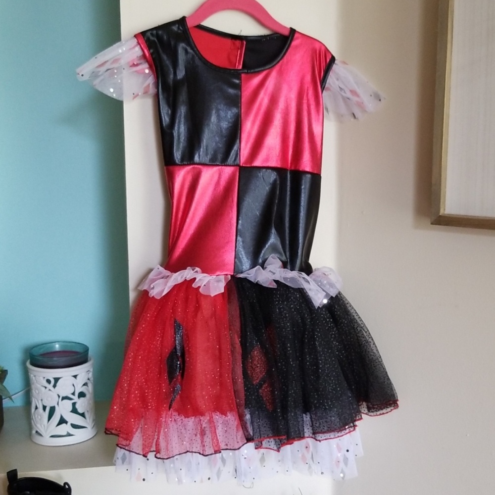Harley Quinn tutu dress costume s6 w/ size 2 boots
